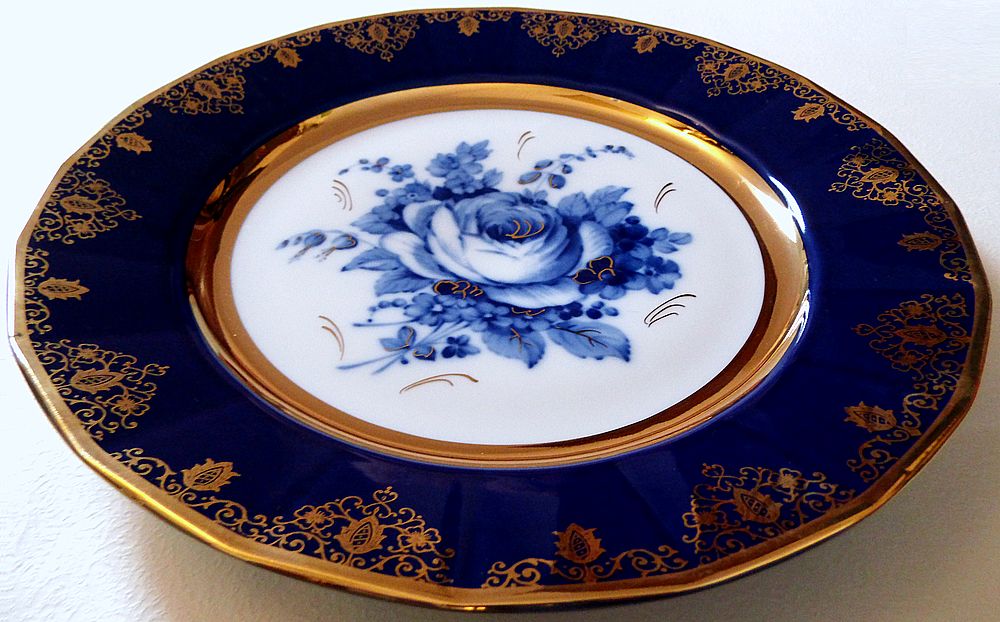Porcelánový talíř modrý kobalt EPIAG D.F.