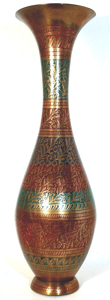 Indická váza tepaná barevná 28 cm