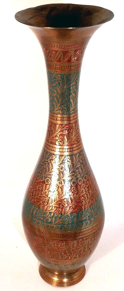 Indická váza tepaná barevná 28 cm